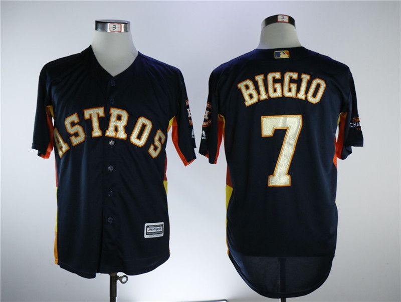 Men Houston Astros #7 Biggio Blue Game Champion Edition MLB Jerseys